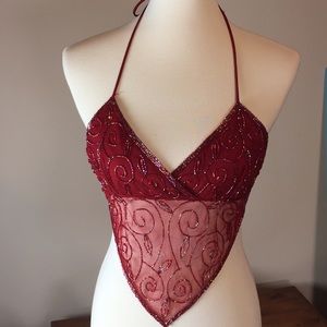 Passport triple tie beaded crop top